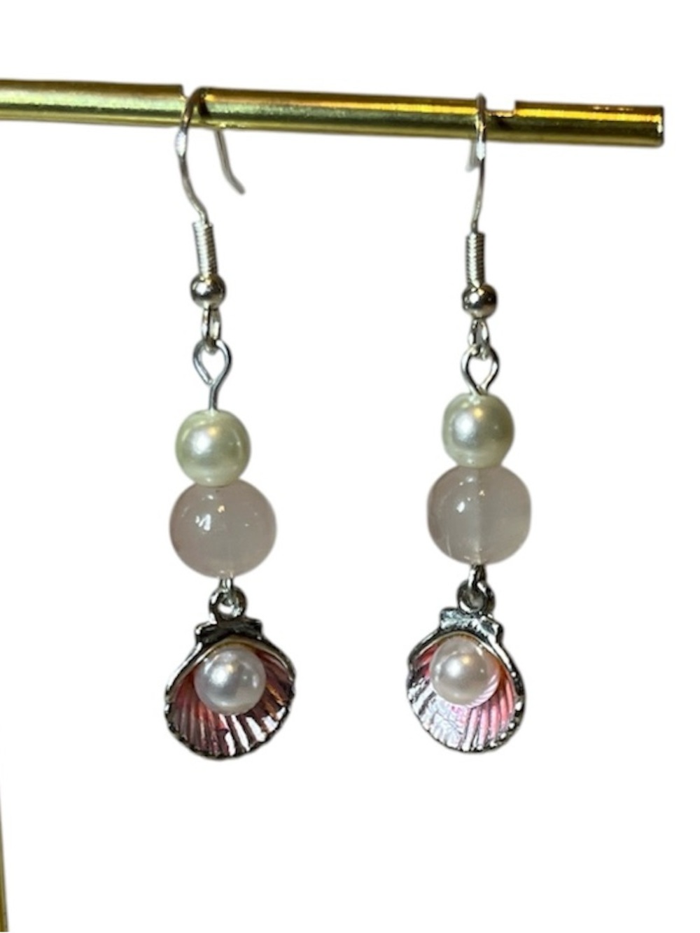 Pink Pearl Shell Drop Earrings - Women Jewelry
